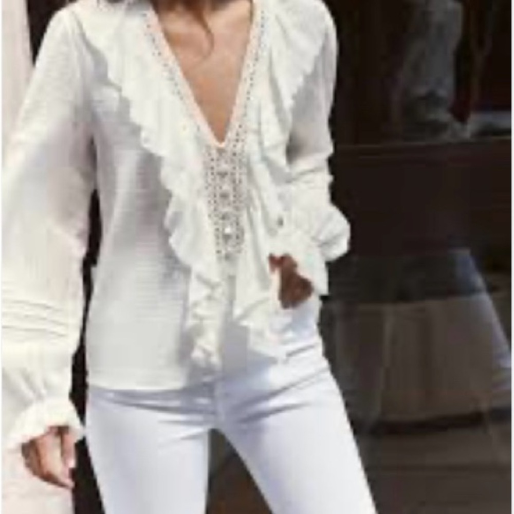 Zara Ruffled Blouse White Size M